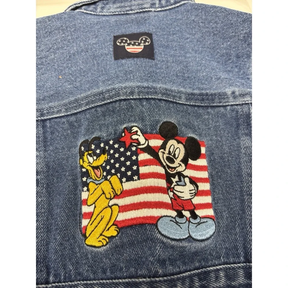 Disney Store Blue Denim Jacket Mickey Mouse Pluto American Flag Toddler 6 Months